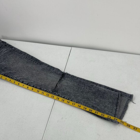 MOTHER Insider Crop Fray Jeans 24 Gray Acid Wash Train Stops Distressed Raw Hem - Picture 9 of 11